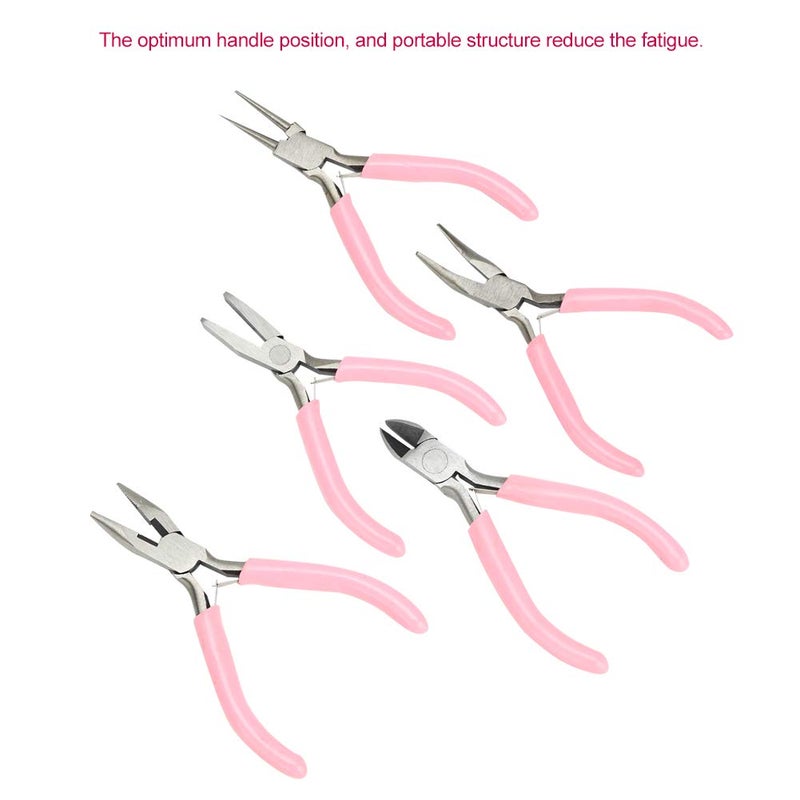 woobles Pliers Set for Manual Work, Mini Pliers in Pink Metal 4-in Kit Cutter Craft Jewelry Craft Tool Including Wire Cutter Needle Nose Plier Long Nose Pliers Side Cutter - Image 4